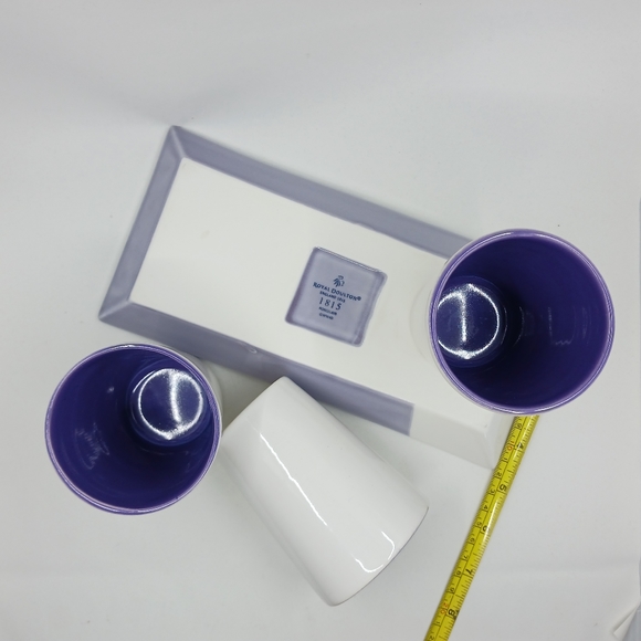 Violet and Off White Royal Doulton 9" Porcelain Tray with Trio of Pots - Picture 4 of 10